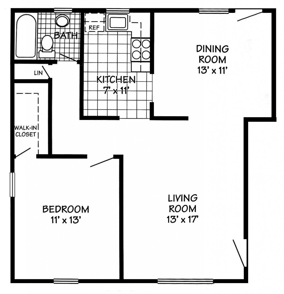 1 bedroom downstairs floor plan