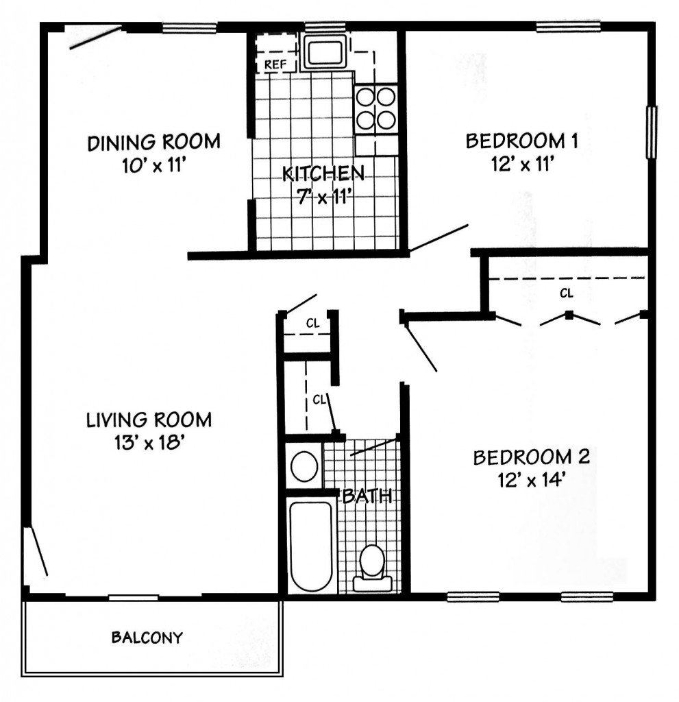 2 bedroom upstairs floor plan